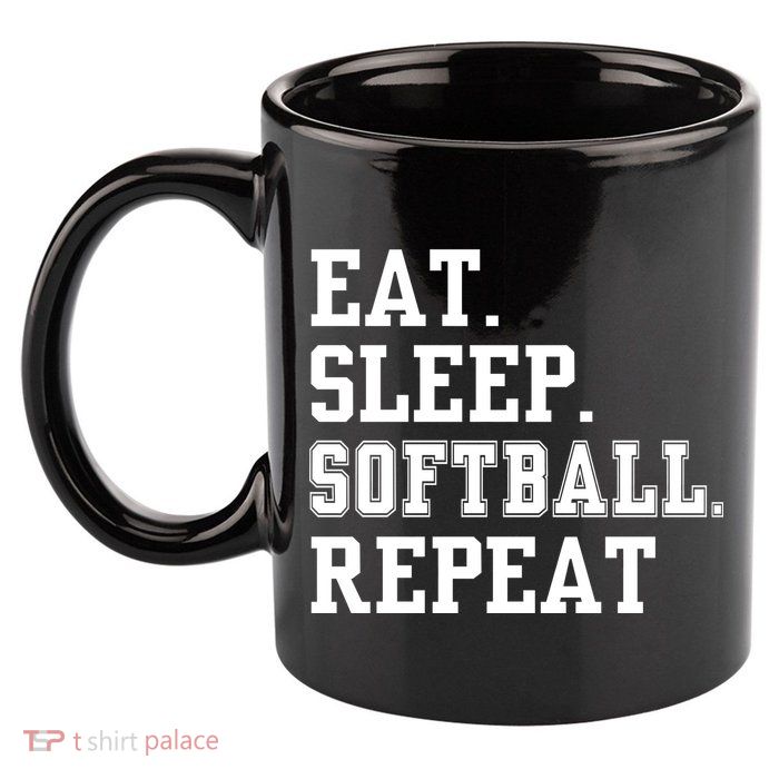 Eat Sleep Softball Repeat 11oz C Handle Ceramic Mug