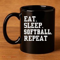 Eat Sleep Softball Repeat 11oz C Handle Ceramic Mug