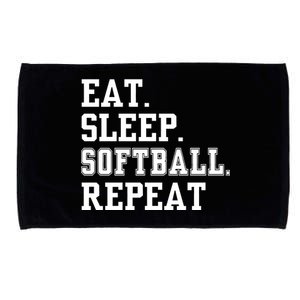 Eat Sleep Softball Repeat Microfiber Hand Towel