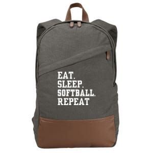 Eat Sleep Softball Repeat Cotton Canvas Backpack