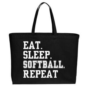 Eat Sleep Softball Repeat Cotton Canvas Jumbo Tote