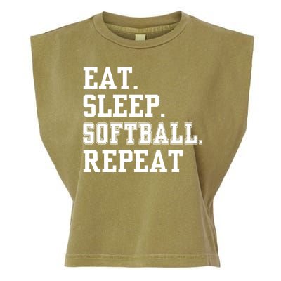 Eat Sleep Softball Repeat Garment-Dyed Women's Muscle Tee