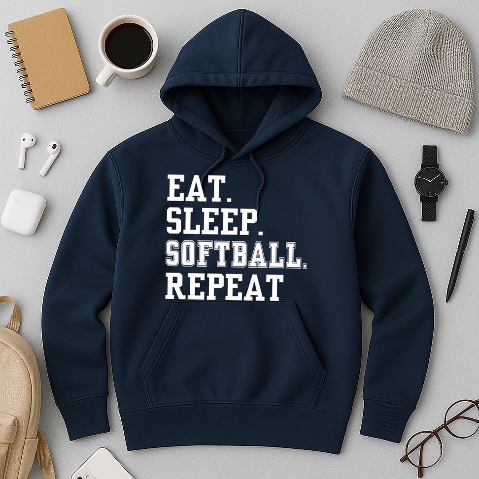 Eat Sleep Softball Repeat Hoodie