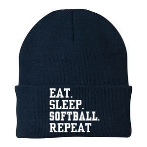 Eat Sleep Softball Repeat Knit Cap Winter Beanie