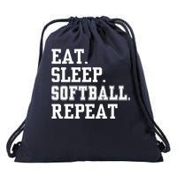 Eat Sleep Softball Repeat Drawstring Bag