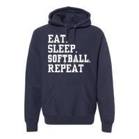 Eat Sleep Softball Repeat Premium Hoodie