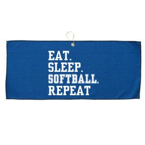 Eat Sleep Softball Repeat Large Microfiber Waffle Golf Towel