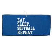 Eat Sleep Softball Repeat Large Microfiber Waffle Golf Towel