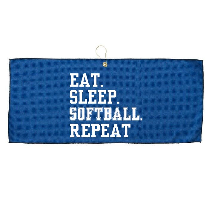 Eat Sleep Softball Repeat Large Microfiber Waffle Golf Towel