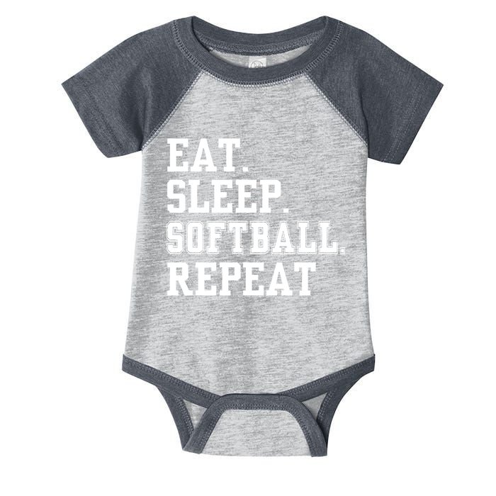 Eat Sleep Softball Repeat Infant Baby Jersey Bodysuit