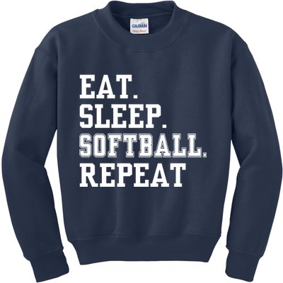Eat Sleep Softball Repeat Kids Sweatshirt