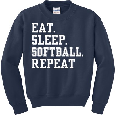 Eat Sleep Softball Repeat Kids Sweatshirt