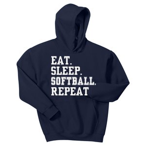 Eat Sleep Softball Repeat Kids Hoodie