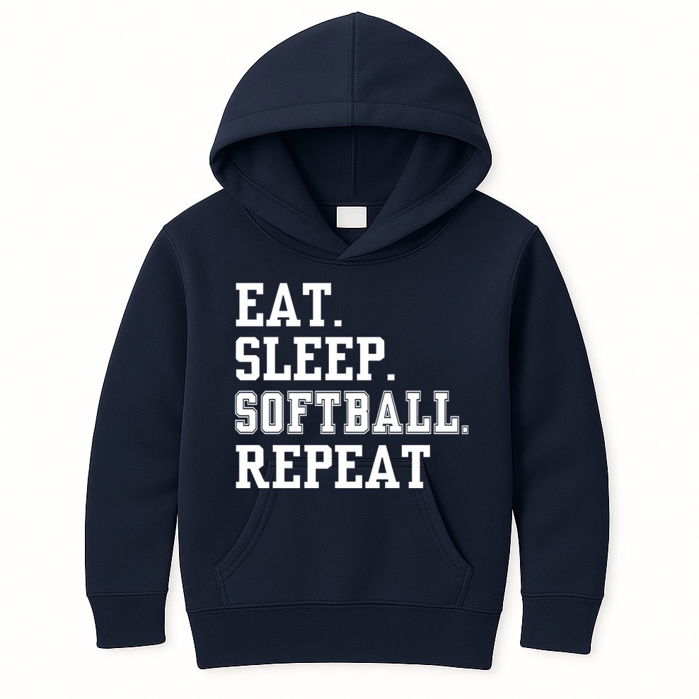 Eat Sleep Softball Repeat Kids Hoodie