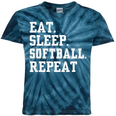 Eat Sleep Softball Repeat Kids Tie-Dye T-Shirt