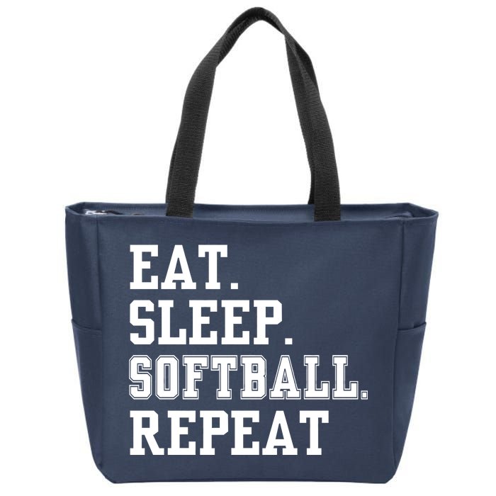 Eat Sleep Softball Repeat Zip Tote Bag