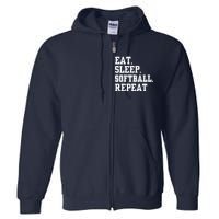 Eat Sleep Softball Repeat Full Zip Hoodie