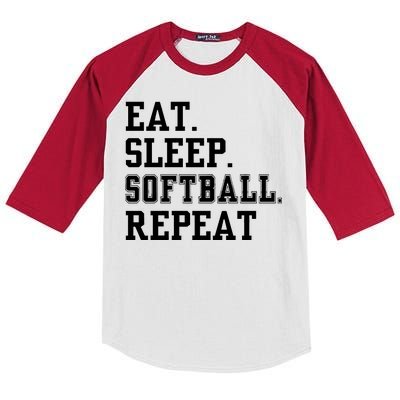 Eat Sleep Softball Repeat Kids Colorblock Raglan Jersey