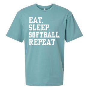 Eat Sleep Softball Repeat Sueded Cloud Jersey T-Shirt