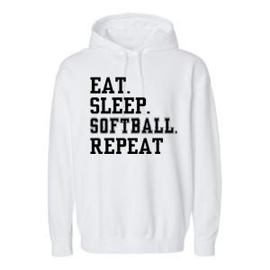 Eat Sleep Softball Repeat Garment-Dyed Fleece Hoodie