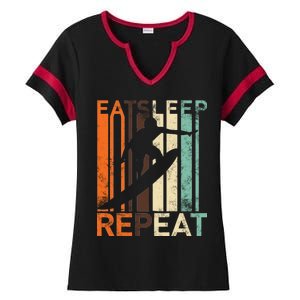 Eat Sleep Surf Repeat  Ladies Halftime Notch Neck Tee