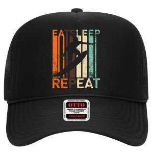 Eat Sleep Surf Repeat  High Crown Mesh Back Trucker Hat