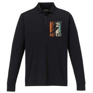 Eat Sleep Surf Repeat  Performance Long Sleeve Polo