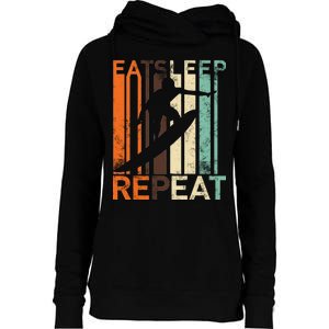 Eat Sleep Surf Repeat  Womens Funnel Neck Pullover Hood