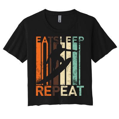 Eat Sleep Surf Repeat  Women's Crop Top Tee