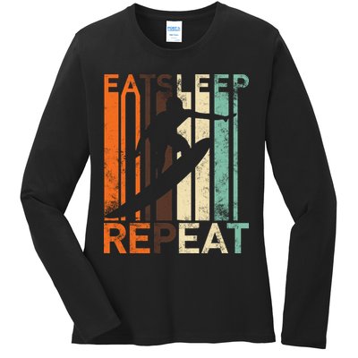 Eat Sleep Surf Repeat  Ladies Long Sleeve Shirt