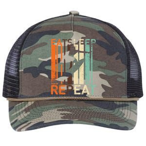 Eat Sleep Surf Repeat  Retro Rope Trucker Hat Cap