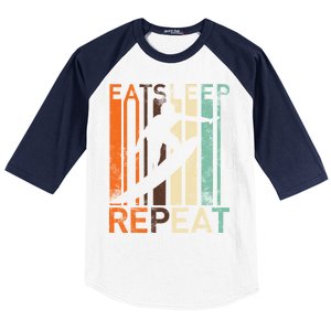 Eat Sleep Surf Repeat  Baseball Sleeve Shirt