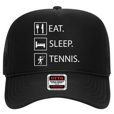 Eat Sleep Tennis High Crown Mesh Back Trucker Hat