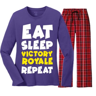 Eat Sleep Victory Royale Repeat Women's Long Sleeve Flannel Pajama Set 