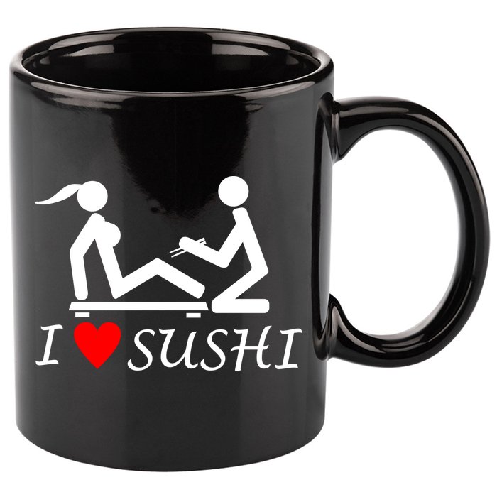 Eat Sushi 11oz C Handle Ceramic Mug