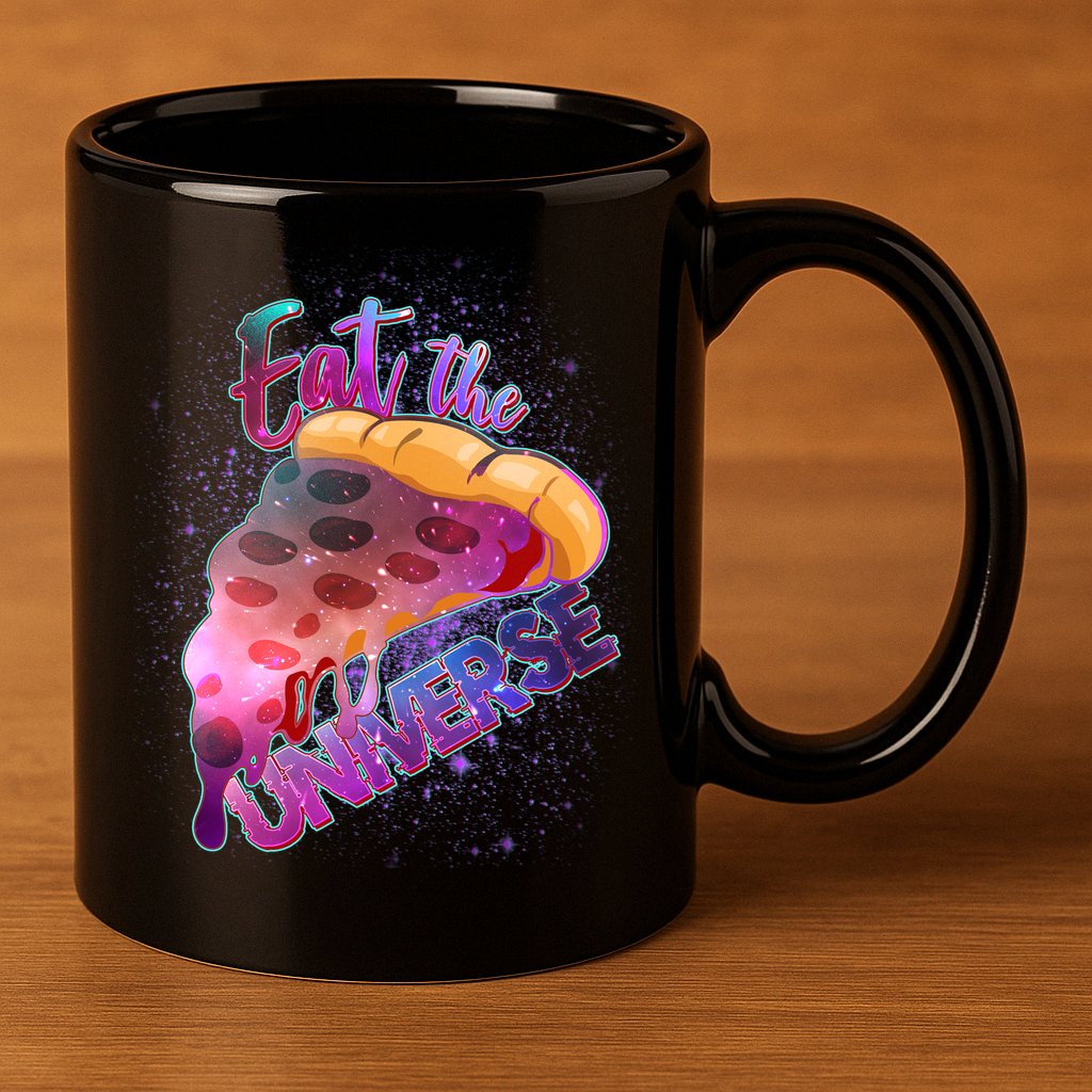 Eat the Universe Galaxy Pizza 11oz C Handle Ceramic Mug