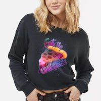 Eat the Universe Galaxy Pizza Cropped Pullover Crew