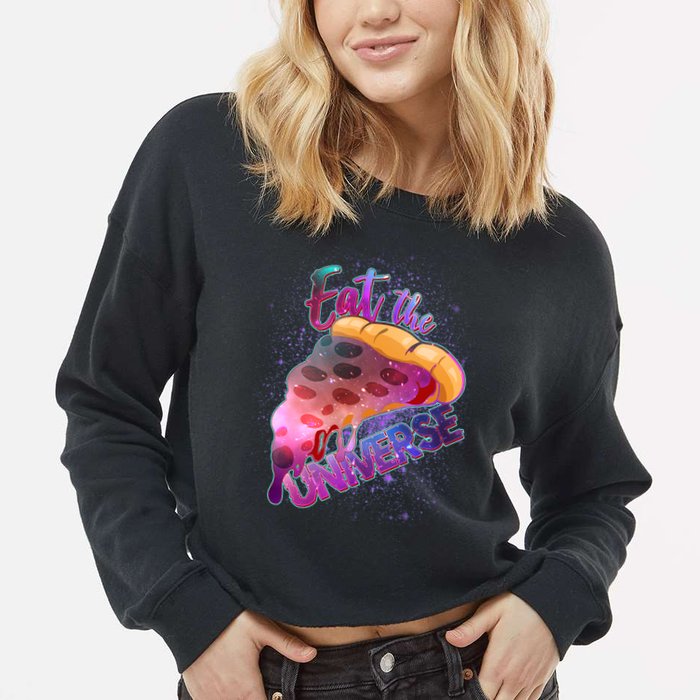 Eat the Universe Galaxy Pizza Cropped Pullover Crew