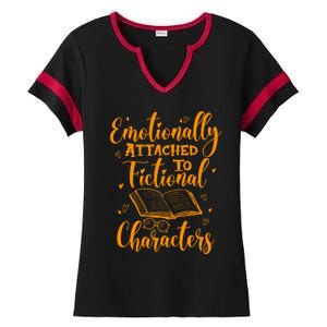 Emotionally Attached To Fictional Characters Book Lover Gift Ladies Halftime Notch Neck Tee