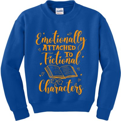 Emotionally Attached To Fictional Characters Book Lover Gift Kids Sweatshirt