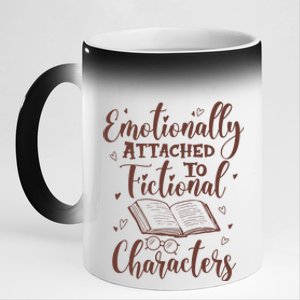 Emotionally Attached To Fictional Characters Book Lover Gift 11oz Black Color Changing Mug