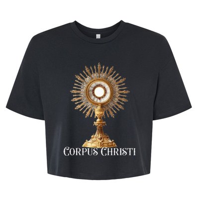 Eucharistic Adoration Traditional Latin Mass Catholic Bella+Canvas Jersey Crop Tee