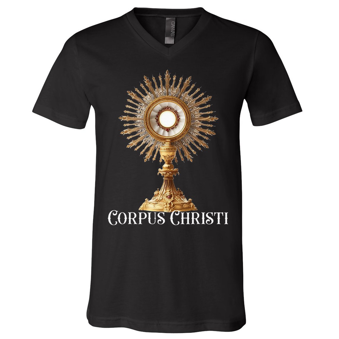 Eucharistic Adoration Traditional Latin Mass Catholic V-Neck T-Shirt
