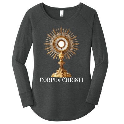 Eucharistic Adoration Traditional Latin Mass Catholic Women's Perfect Tri Tunic Long Sleeve Shirt