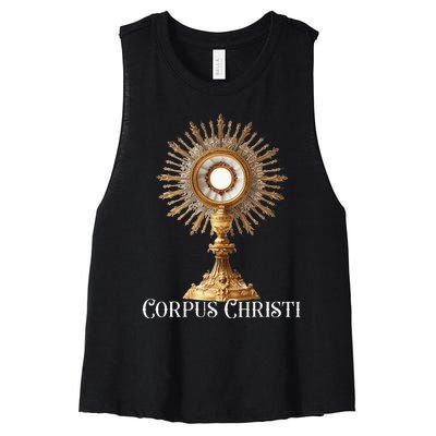 Eucharistic Adoration Traditional Latin Mass Catholic Women's Racerback Cropped Tank