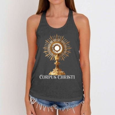 Eucharistic Adoration Traditional Latin Mass Catholic Women's Knotted Racerback Tank