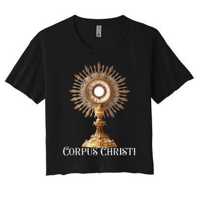 Eucharistic Adoration Traditional Latin Mass Catholic Women's Crop Top Tee