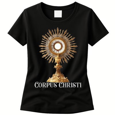 Eucharistic Adoration Traditional Latin Mass Catholic Womens T-Shirt