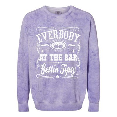 Everybody At The Bar Gettin Tipsy Whiskey Colorblast Crewneck Sweatshirt