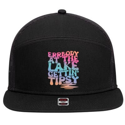 Errbody At The Lake Gettin Tipsy Summer Life 7 Panel Mesh Trucker Snapback Hat